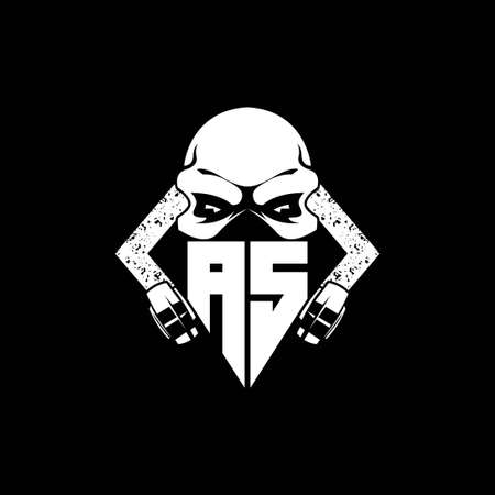AS Monogram ESport Gaming with Skull Mask Shape Style Vectorのイラスト素材