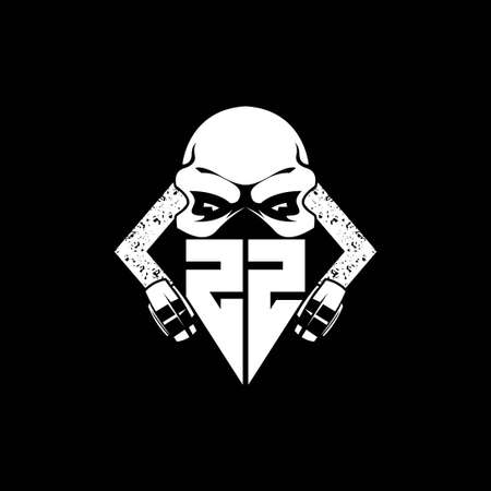 ZZ Monogram ESport Gaming with Skull Mask Shape Style Vectorのイラスト素材