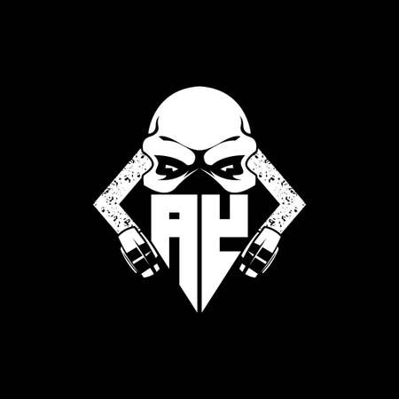 AY Monogram ESport Gaming with Skull Mask Shape Style Vectorのイラスト素材