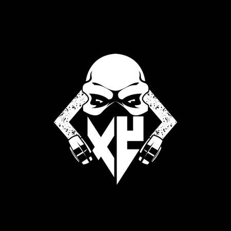 XY Monogram ESport Gaming with Skull Mask Shape Style Vectorのイラスト素材