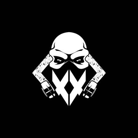 XX Monogram ESport Gaming with Skull Mask Shape Style Vectorのイラスト素材