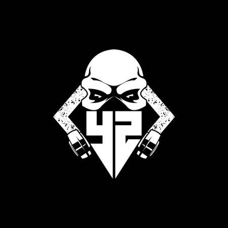 YZ Monogram ESport Gaming with Skull Mask Shape Style Vectorのイラスト素材