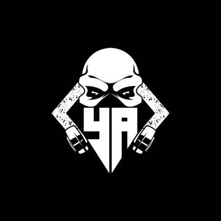 YA Monogram ESport Gaming with Skull Mask Shape Style Vectorのイラスト素材