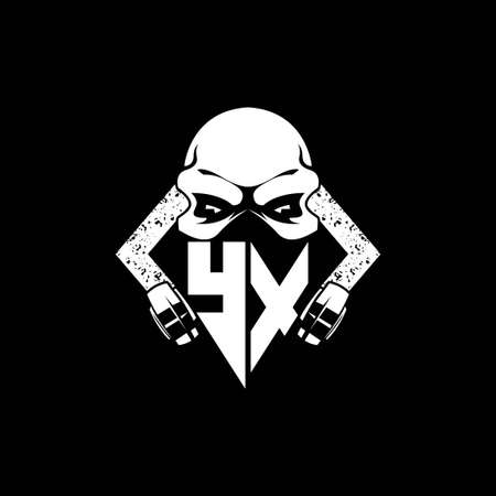 YX Monogram ESport Gaming with Skull Mask Shape Style Vectorのイラスト素材