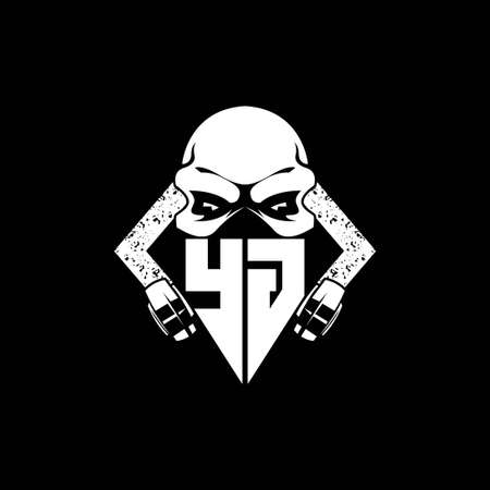 YG Monogram ESport Gaming with Skull Mask Shape Style Vectorのイラスト素材