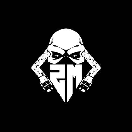 ZM Monogram ESport Gaming with Skull Mask Shape Style Vectorのイラスト素材