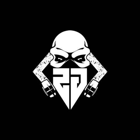 ZG Monogram ESport Gaming with Skull Mask Shape Style Vectorのイラスト素材