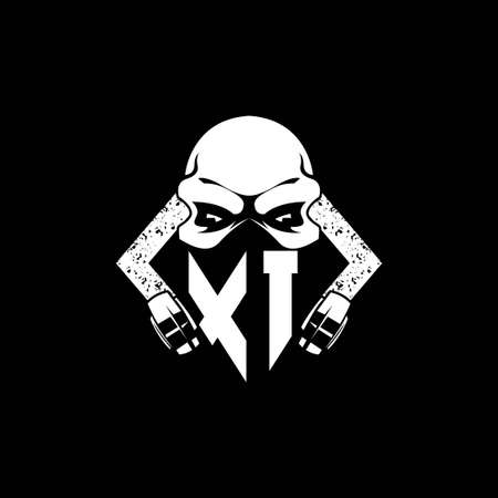 XI Monogram ESport Gaming with Skull Mask Shape Style Vectorのイラスト素材