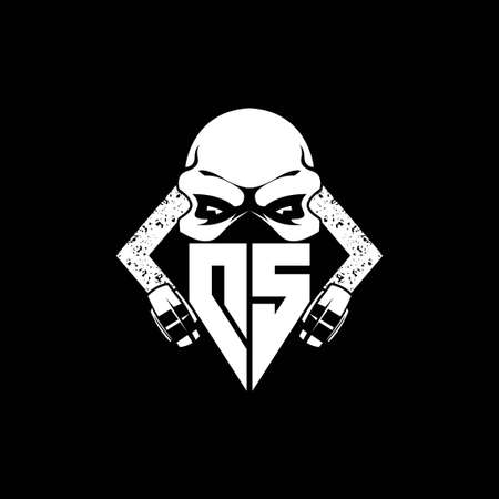 DS Monogram ESport Gaming with Skull Mask Shape Style Vectorのイラスト素材