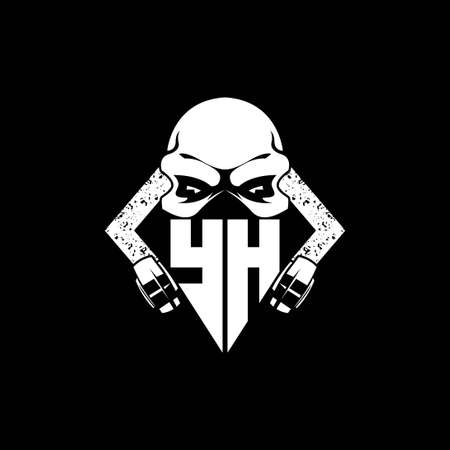 YH Monogram ESport Gaming with Skull Mask Shape Style Vectorのイラスト素材