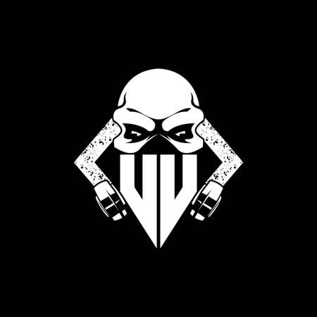 UU Monogram ESport Gaming with Skull Mask Shape Style Vectorのイラスト素材