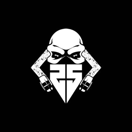 ZS Monogram ESport Gaming with Skull Mask Shape Style Vectorのイラスト素材