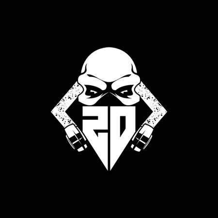 ZO Monogram ESport Gaming with Skull Mask Shape Style Vectorのイラスト素材