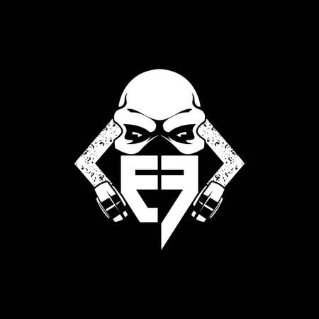EF Monogram ESport Gaming with Skull Mask Shape Style Vectorのイラスト素材