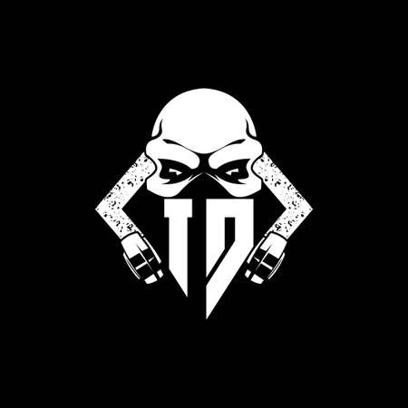 ID Monogram ESport Gaming with Skull Mask Shape Style Vectorのイラスト素材