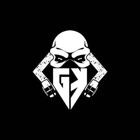 GK Monogram ESport Gaming with Skull Mask Shape Style Vectorのイラスト素材