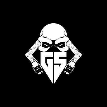 GS Monogram ESport Gaming with Skull Mask Shape Style Vectorのイラスト素材