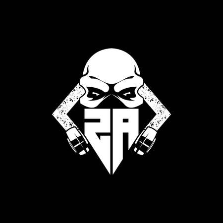 ZA Monogram ESport Gaming with Skull Mask Shape Style Vectorのイラスト素材