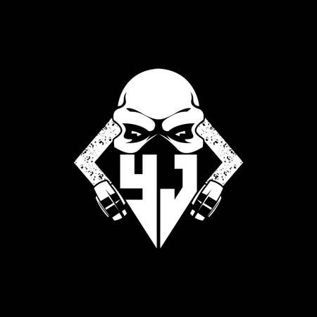 YJ Monogram ESport Gaming with Skull Mask Shape Style Vectorのイラスト素材