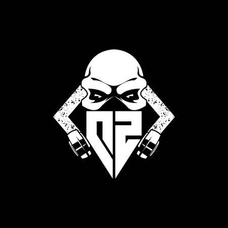 DZ Monogram ESport Gaming with Skull Mask Shape Style Vectorのイラスト素材