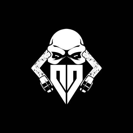 DD Monogram ESport Gaming with Skull Mask Shape Style Vectorのイラスト素材