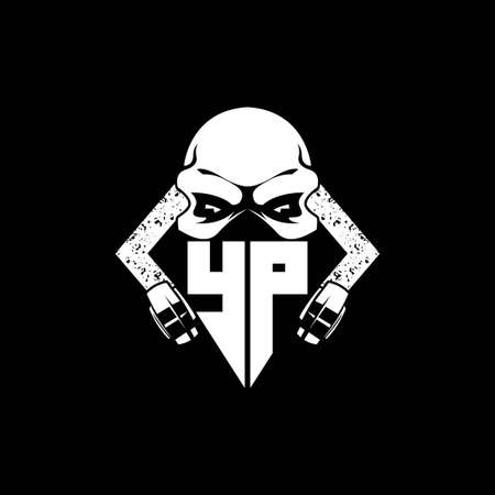 YP Monogram ESport Gaming with Skull Mask Shape Style Vectorのイラスト素材