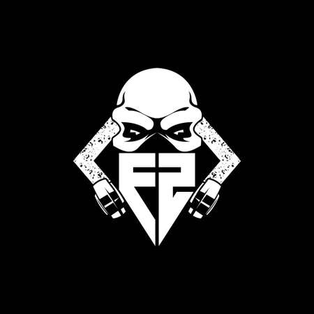 FZ Monogram ESport Gaming with Skull Mask Shape Style Vectorのイラスト素材