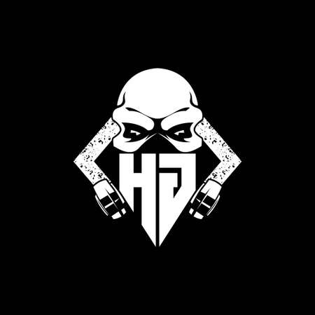 HG Monogram ESport Gaming with Skull Mask Shape Style Vectorのイラスト素材