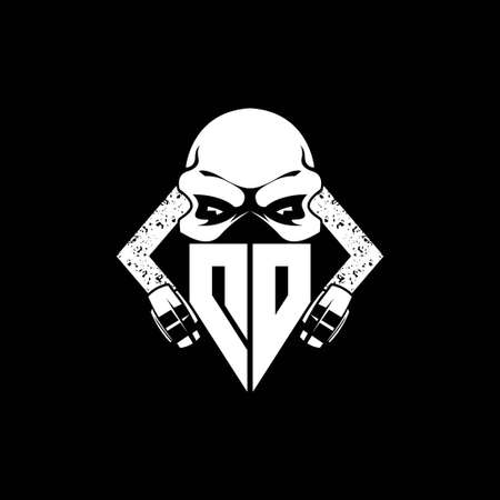 DO Monogram ESport Gaming with Skull Mask Shape Style Vectorのイラスト素材