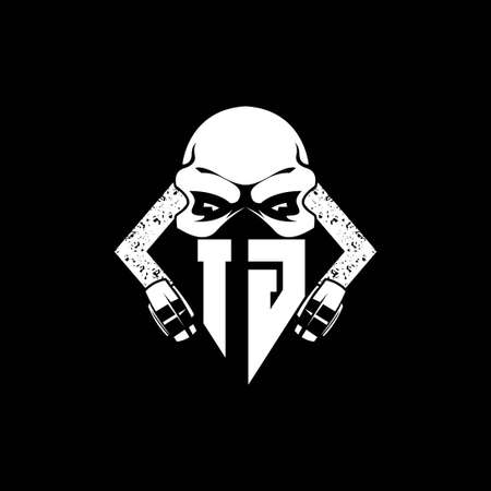 IG Monogram ESport Gaming with Skull Mask Shape Style Vectorのイラスト素材