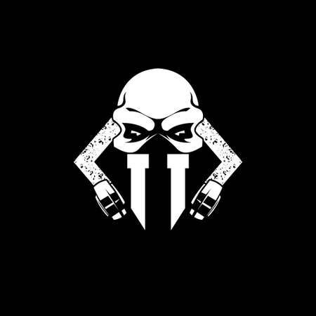 II Monogram ESport Gaming with Skull Mask Shape Style Vectorのイラスト素材