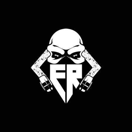 FR Monogram ESport Gaming with Skull Mask Shape Style Vectorのイラスト素材