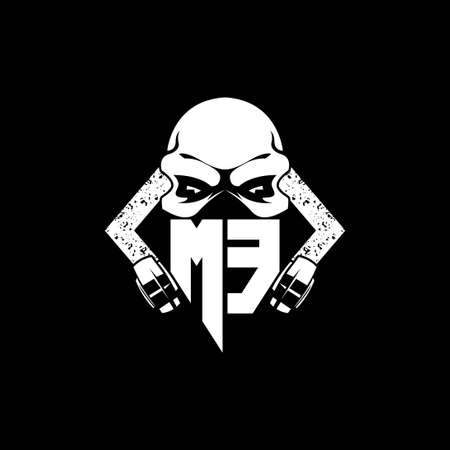 ME Monogram ESport Gaming with Skull Mask Shape Style Vectorのイラスト素材