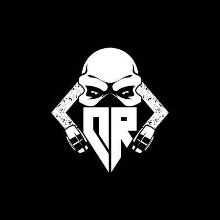 DR Monogram ESport Gaming with Skull Mask Shape Style Vectorのイラスト素材