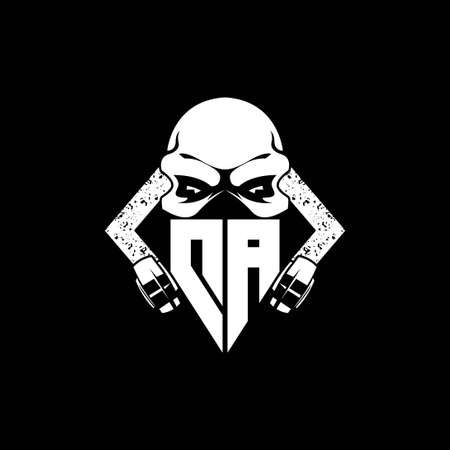 DA Monogram ESport Gaming with Skull Mask Shape Style Vectorのイラスト素材