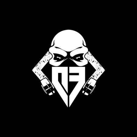 DF Monogram ESport Gaming with Skull Mask Shape Style Vectorのイラスト素材