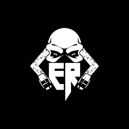 ER Monogram ESport Gaming with Skull Mask Shape Style Vectorのイラスト素材