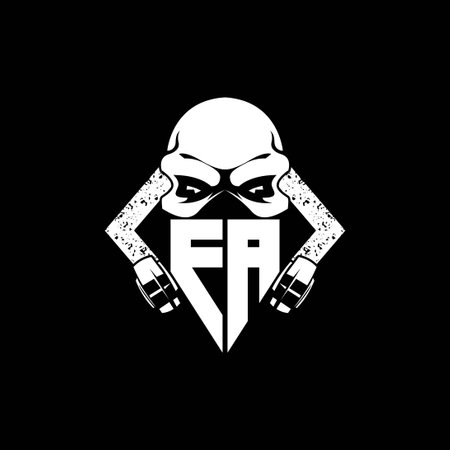 FA Monogram ESport Gaming with Skull Mask Shape Style Vectorのイラスト素材