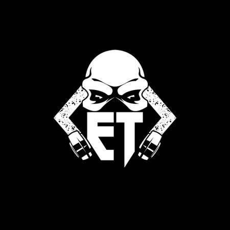 ET Monogram ESport Gaming with Skull Mask Shape Style Vectorのイラスト素材