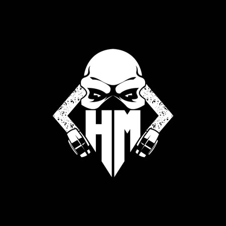 HM Monogram ESport Gaming with Skull Mask Shape Style Vectorのイラスト素材