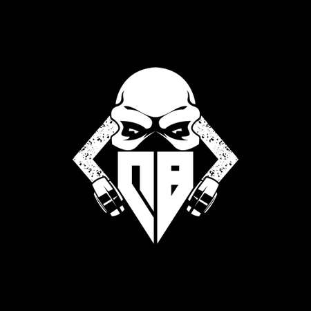 DB Monogram ESport Gaming with Skull Mask Shape Style Vectorのイラスト素材