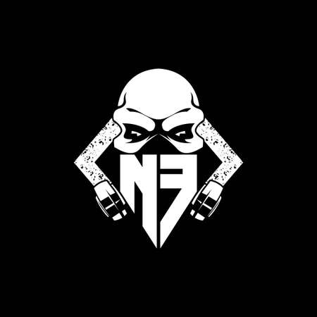 NF Monogram ESport Gaming with Skull Mask Shape Style Vectorのイラスト素材