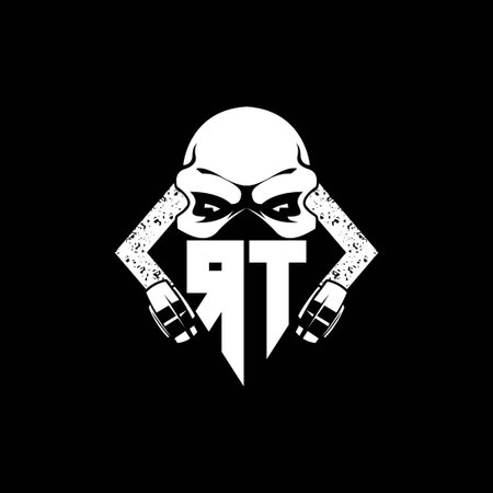 RT Monogram ESport Gaming with Skull Mask Shape Style Vectorのイラスト素材