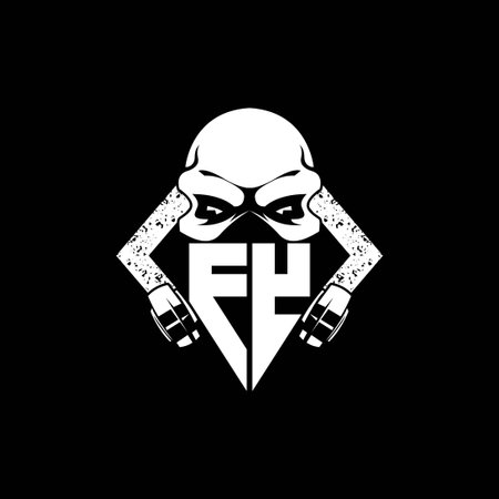 FY Monogram ESport Gaming with Skull Mask Shape Style Vectorのイラスト素材