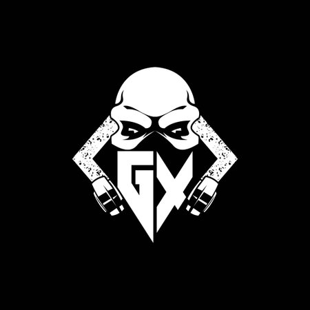 GX Monogram ESport Gaming with Skull Mask Shape Style Vectorのイラスト素材