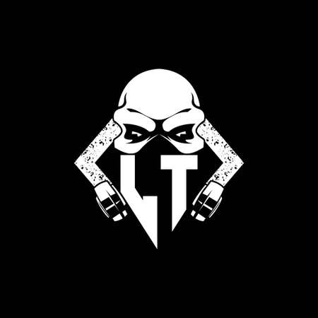 LT Monogram ESport Gaming with Skull Mask Shape Style Vectorのイラスト素材