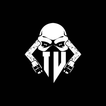IU Monogram ESport Gaming with Skull Mask Shape Style Vectorのイラスト素材