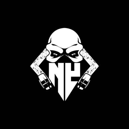 NY Monogram ESport Gaming with Skull Mask Shape Style Vectorのイラスト素材