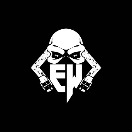 EW Monogram ESport Gaming with Skull Mask Shape Style Vectorのイラスト素材