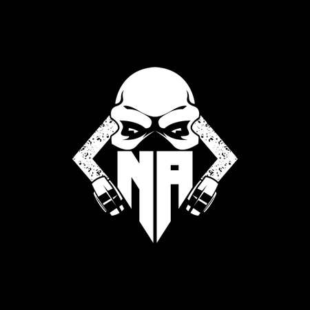 NA Monogram ESport Gaming with Skull Mask Shape Style Vectorのイラスト素材